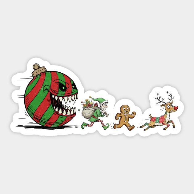 Christmas Horror Bauble Attack Sticker by Designed By Marty